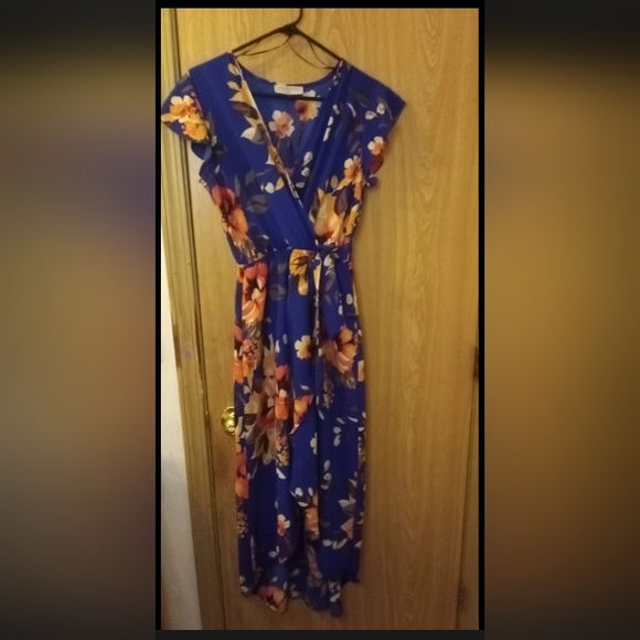 Dream Of Me Dress Women’s Medium Floral Faux Wrap Hi-Lo Summer Chic Bohemian - Picture 2 of 5